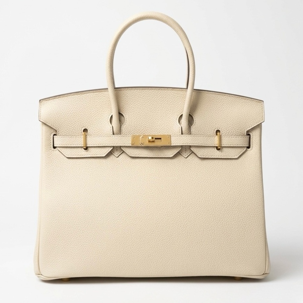 35CM Togo Leather Top Handle Satchel Bag - Vanilla
